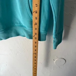 Jansport Vintage 90s‎ Y2k Teal Blue Pullover Hoodie Sweatshirt Logo Women's L thumbnail 7