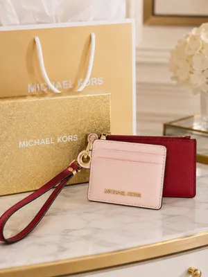 Michael Kors Saffiano Card Case Duo Wristlet Zip Wallet NWT thumbnail 2