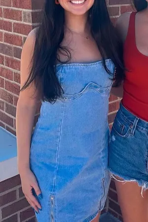 Pretty Little Thing Strapless denim dress thumbnail 2