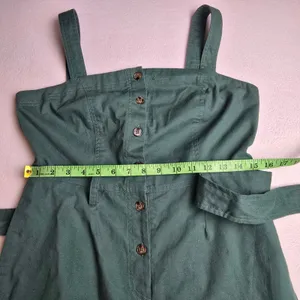 Baltic Born Hartford Linen Blend Wide Leg Button‎ Front Jumpsuit Green Medium thumbnail 13