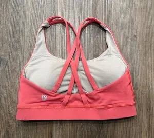 Lululemon Energy Bra Coral Pink Strappy Back Sports Bra Size 4 W2AR0S thumbnail 1