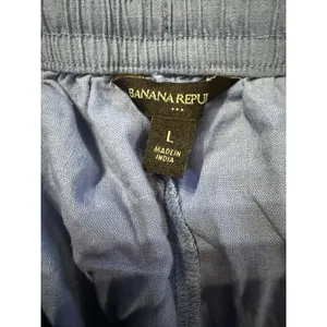 Banana Republic Factory Blue Linen Shorts Large Summer Casual‎ Lightweight thumbnail 4