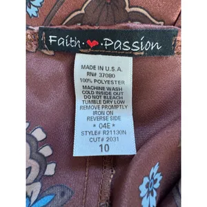 Vintage Y2K Faith Love Passion Brown Floral Cowl Neck Sleeveless Midi Dress thumbnail 8