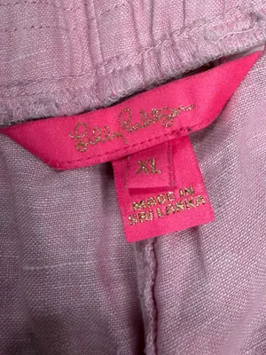Lilly Pulitzer Pink Scallop Hem Pull-On Shorts Womens Size XL Preppy Slub Pink thumbnail 2