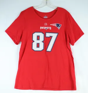 Majestic NFL New England Patriots Red Gronkowski T Shirt Womens Size XXL thumbnail 1