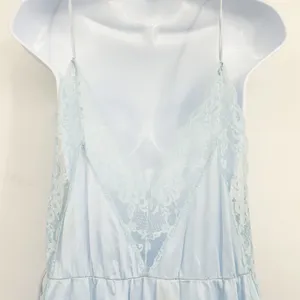 Pandora of California Womens‎ Vintage 70s Blue Lace Trim Coquette Nightgown XL thumbnail 7