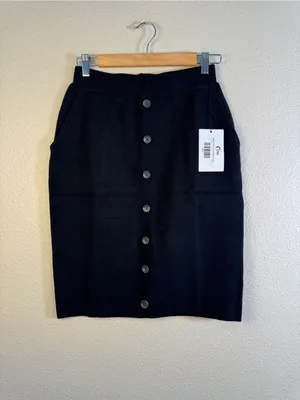 Zyia Active Black Knit Button Front Sweater Pencil Skirt Womens L Tribeca Casual thumbnail 3