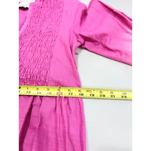 Sachin & Babi Pink Orange Dip Dye‎ Smocked Tiered Cotton Mini Dress Resort M thumbnail 10