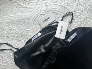 Heiress Beverly Hills Black Corset Satin Slip Dress in Black thumbnail 2