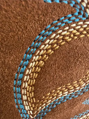 Roper Brown Leather Western Boots with Blue and Cream Embroidery thumbnail 6