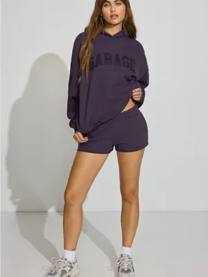 NWOT Garage Ultrafleece oversized Hoodie in plum with Chenille logo size s/m thumbnail 2