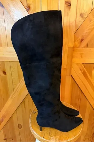 Worthington Valto Faux Suede Black High Over Knee Heeled Boots Size 6M nwt Read thumbnail 1