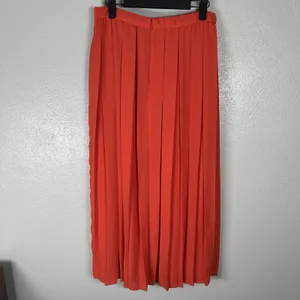 J.‎ Crew Vibrant Orange Wide Pleated Long Midi Skirt Womens Size 6 Summer thumbnail 3
