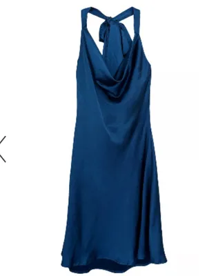 Altar’d State mini Navy Blue, satiny fabric, Cowl Neck Dress Sz XXS thumbnail 5