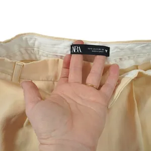 Zara Size 26 Cream High Waisted Wide Leg Pleated Trousers‎ Contemporary Chic thumbnail 5