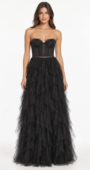 NWT For Love & Lemons x REVOLVE Bustier Gown Black Size M thumbnail 1