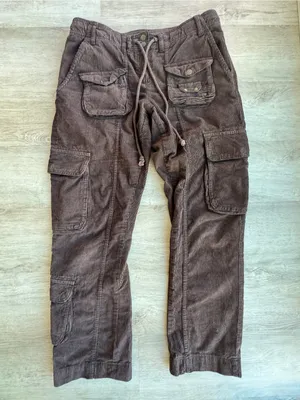 Free People Tahiti Cargo Corduroy Pants Size small Brown Drawstring thumbnail 2