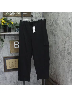 NWT Sanctuary Coastal Covers Crinkle Cotton Baggy Barrel Cargo Pants Black XL thumbnail 3