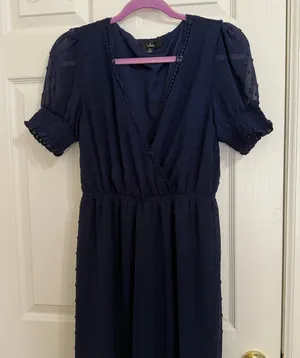 Lulus Falling Into You Navy Blue Swiss Dot Tiered Maxi Dress - Size Medium thumbnail 1