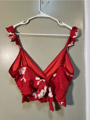 Sage The Label Women's Size Small Tank Top Burnt Orange White Floral Embroidered thumbnail 4