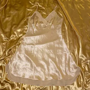 Gold Satin Slip Dress with Ruffle Hem thumbnail 1