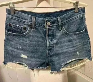 Levi's Levi 501 Blue Denim Jeans Shorts Button Closure‎ Distressed Booty Western thumbnail 1