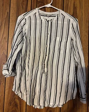 Lucky Brand Black and White Striped Casual Shirt thumbnail 1