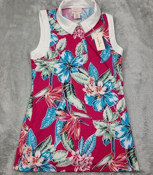 Tommy Bahama Women's Size XS Golf Tennis Pickleball Sleeveless Pink Floral Shirt thumbnail 1