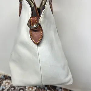 Dooney & Bourke White and Brown Satchel with Leather Accents thumbnail 16