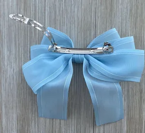 Light blue clip in hair bow thumbnail 6