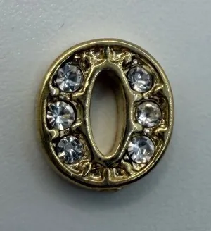Origami Owl Floating Locket Charm Number 0 Gold Womens Small Gold Crystal Jewel thumbnail 1
