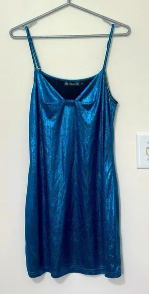 Allegra K Shimmering Blue‎ Mini Dress thumbnail 1