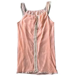 VTG THRASHED 50s 60s Peach Sheer Chiffon Nighty Coquette Grunge‎ Glam Babydoll thumbnail 6