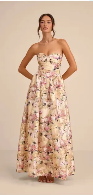 Yellow Floral Lulus Dress Maxi thumbnail 1