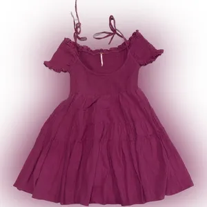 FREE PEOPLE HAPPY WITH YOU SMOCKED TIERED MINI DRESS IN pink plum xs thumbnail 3