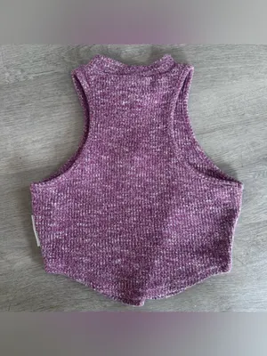 Gymshark Slounge Cropped Ribbed Tank Top High Neckline Women’s XS Pink thumbnail 5