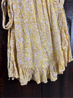 Billabong Yellow Floral Wrap Ruffle Dress Small thumbnail 4