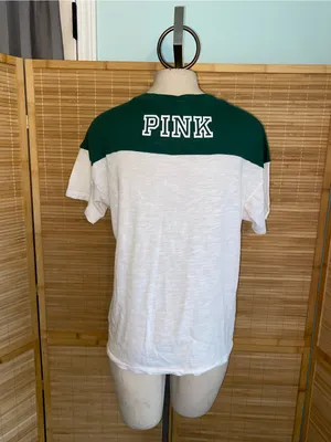Victoria’s Secret PINK green white MSU Michigan State Spartans t-shirt tee small thumbnail 2