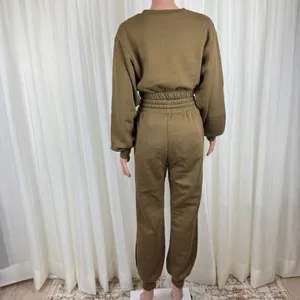 Zenana 2 Pcs Crop Top Tracksuit Jogger Pants Set Outfit Workout Active Lounge Olive Green Size Large thumbnail 5