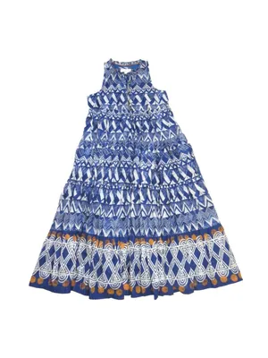 NWT Anthropologie Tiered Abstract Maxi in Blue Patterned Cotton Dress S thumbnail 7