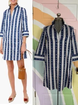 Tuckernuck Charlie Dress in Stillwater Blue Stripe Mini Cotton Sz XS 🧡🎀 thumbnail 3
