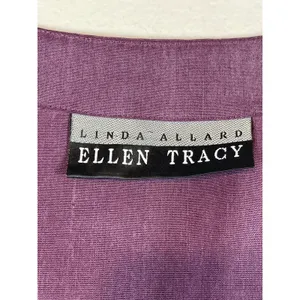 Linda Allard Ellen Tracy Purple Silk Sleeveless Button Down Collared Size 12 thumbnail 3