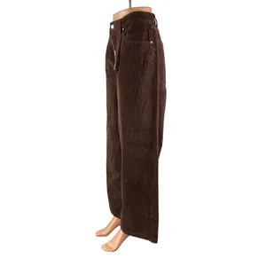 NEW ASOS Women's Brown Corduroy High Rise Wide Leg Baggy Trousers Pants Size 32 thumbnail 2