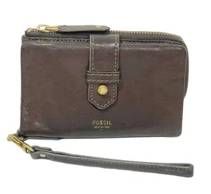 Fossil Vintage Brown Leather Multi Card Slot Change Zipper Wristlet Wallet thumbnail 1