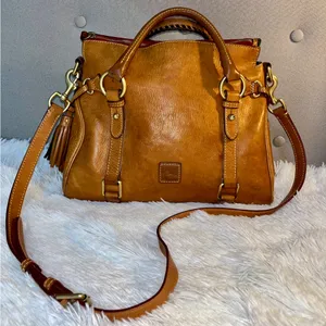Dooney & Bourke vintage large satchel rustic in a cognac color. thumbnail 1
