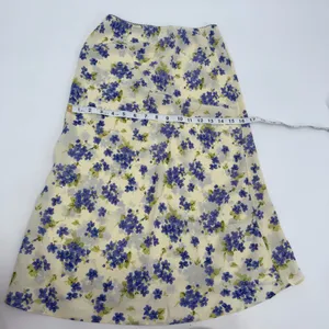 Juno Skirt Womens S Yellow Purple Floral Midi Pull On Lightweight Y2K Style READ thumbnail 6