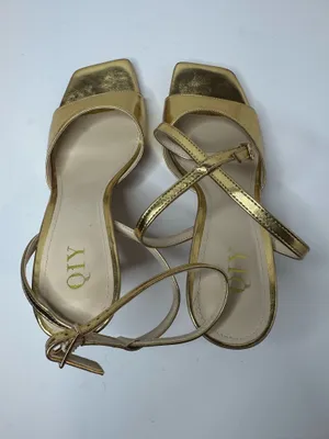 QIY Gold Metallic Stiletto Heels Women's Size 9 thumbnail 3