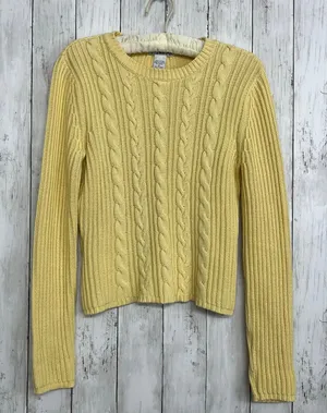 TJ Maxx Yellow Long Sleeve Cable Knit Pullover Bright Warm Colorful Sweater thumbnail 1