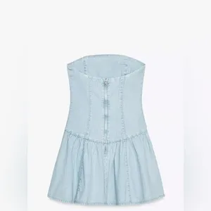 Zara TRF DENIM‎ BANDEAU DRESS thumbnail 5