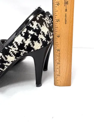 CARISMA black/white houndstooth fabric & leather Mary Janes, Italy, size 8.5 thumbnail 11